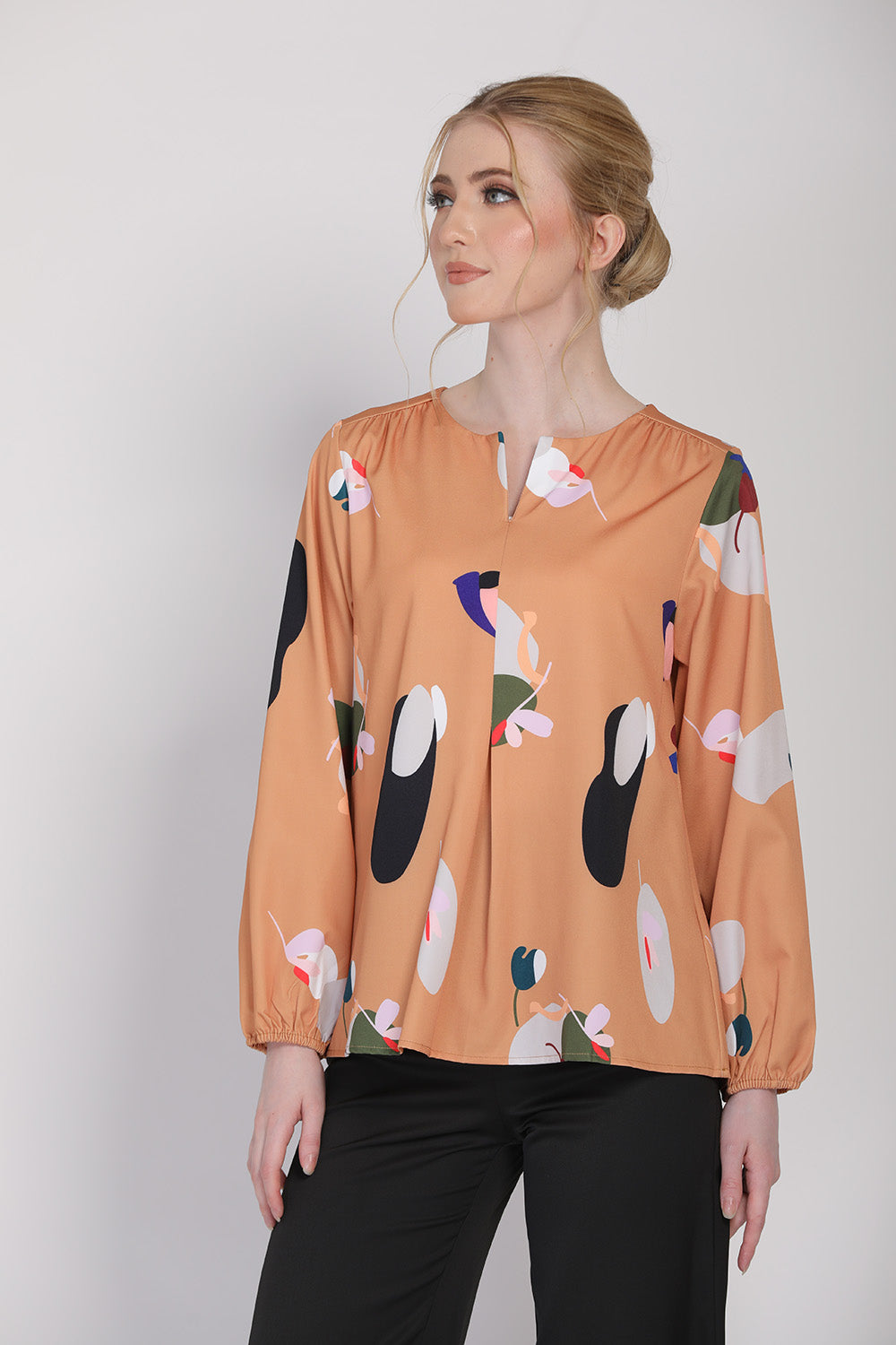 The Ceria Abstract Prints Blouse in Brown