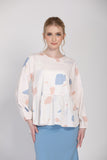 The Ceria 2.0 Abstract Prints Blouse in Nude