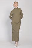The Cahaya Knit Pencil Skirts in Dusty Green