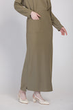 The Cahaya Knit Pencil Skirts in Dusty Green