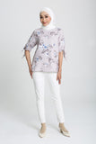 Mayer Floral Print Blouse in Grey