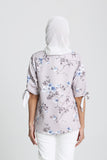 Mayer Floral Print Blouse in Grey