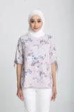 Mayer Floral Print Blouse in Grey