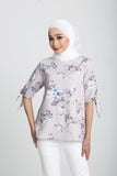 Mayer Floral Print Blouse in Grey