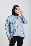 Devynn Floral Print Blouse in Slate Blue