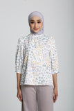 The Botani Floral Blouse in Nude
