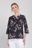 Courtney Floral Print Blouse in Black