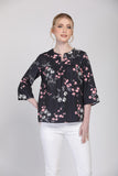 Courtney Floral Print Blouse in Black