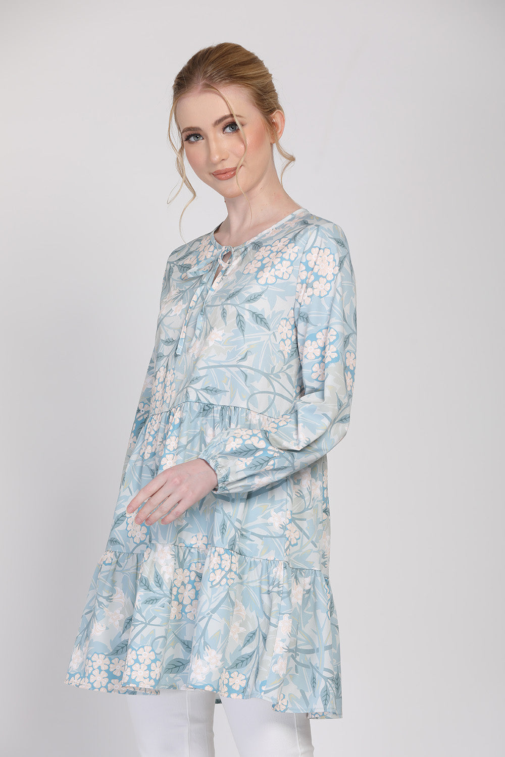 The Botani Floral Tunic in Dusty Green