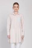 The Remix Tunic Shirt in Apricot / Green