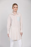 The Remix Tunic Shirt in Apricot / Green