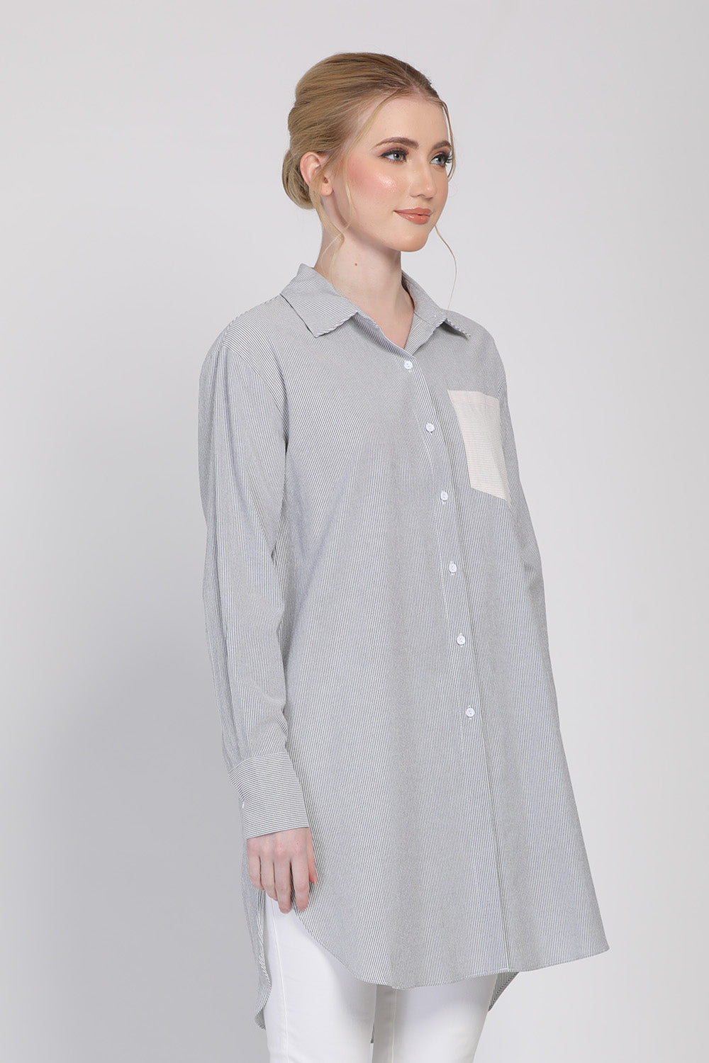 The Remix Tunic Shirt in Black/Apricot