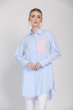 The Remix Tunic Shirt in Blue/Pink