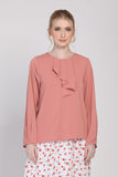 Coleen Ruffle Front Long Sleeves Blouse