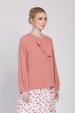 Coleen Ruffle Front Long Sleeves Blouse