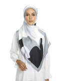 JScarves J. Prints The Auria 2.0 Printed Shawl in Grey/Black