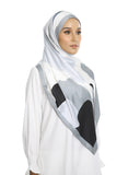 JScarves J. Prints The Auria 2.0 Printed Shawl in Grey/Black