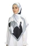 JScarves J. Prints The Auria 2.0 Printed Shawl in Grey/Black