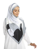 JScarves J. Prints The Auria 2.0 Printed Shawl in Grey/Black