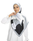 JScarves J. Prints The Auria 2.0 Printed Shawl in Grey/Black