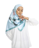 JScarves J. Prints The Nova Printed Square in Light Blue